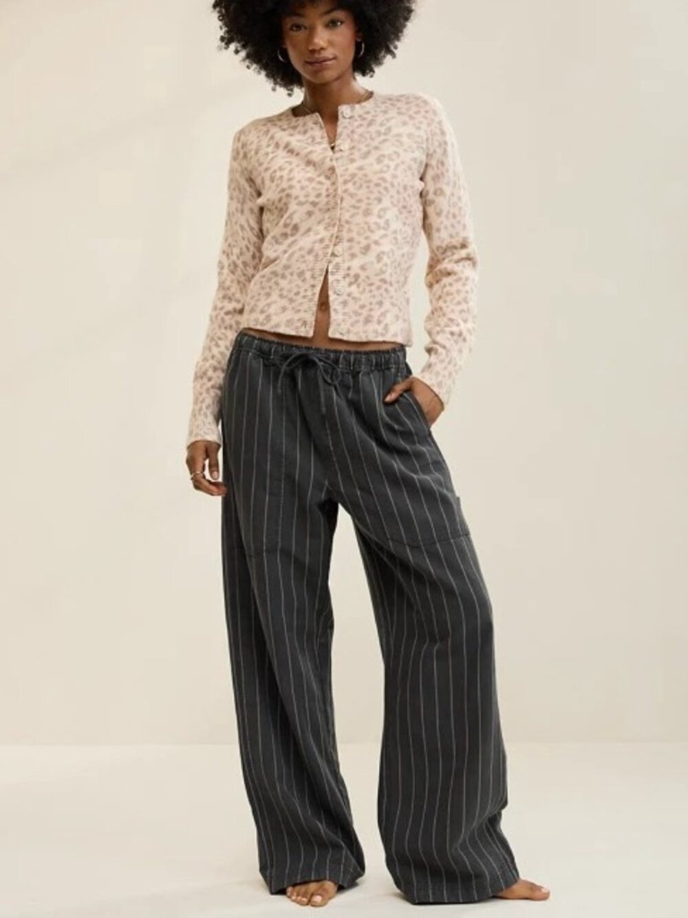 Aerie Smoked Gray Pinstripe Workwear Carpenter Pants Size XS